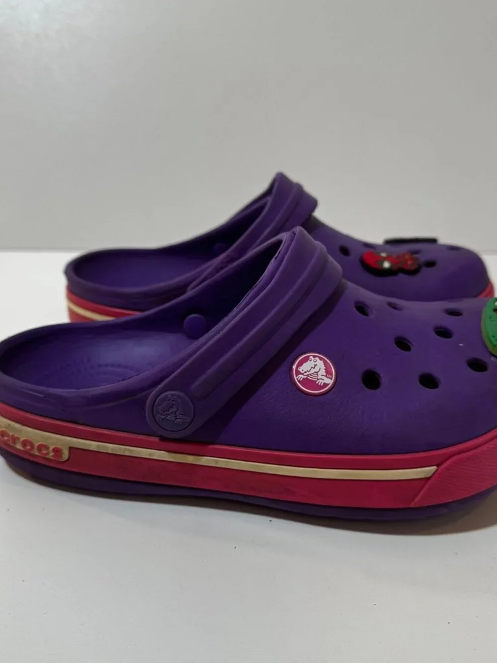 Crocs Crocband‎ Kids Boys Girls Clog Purple Pink 3 J3 Jibbitz Marvel No Pickle